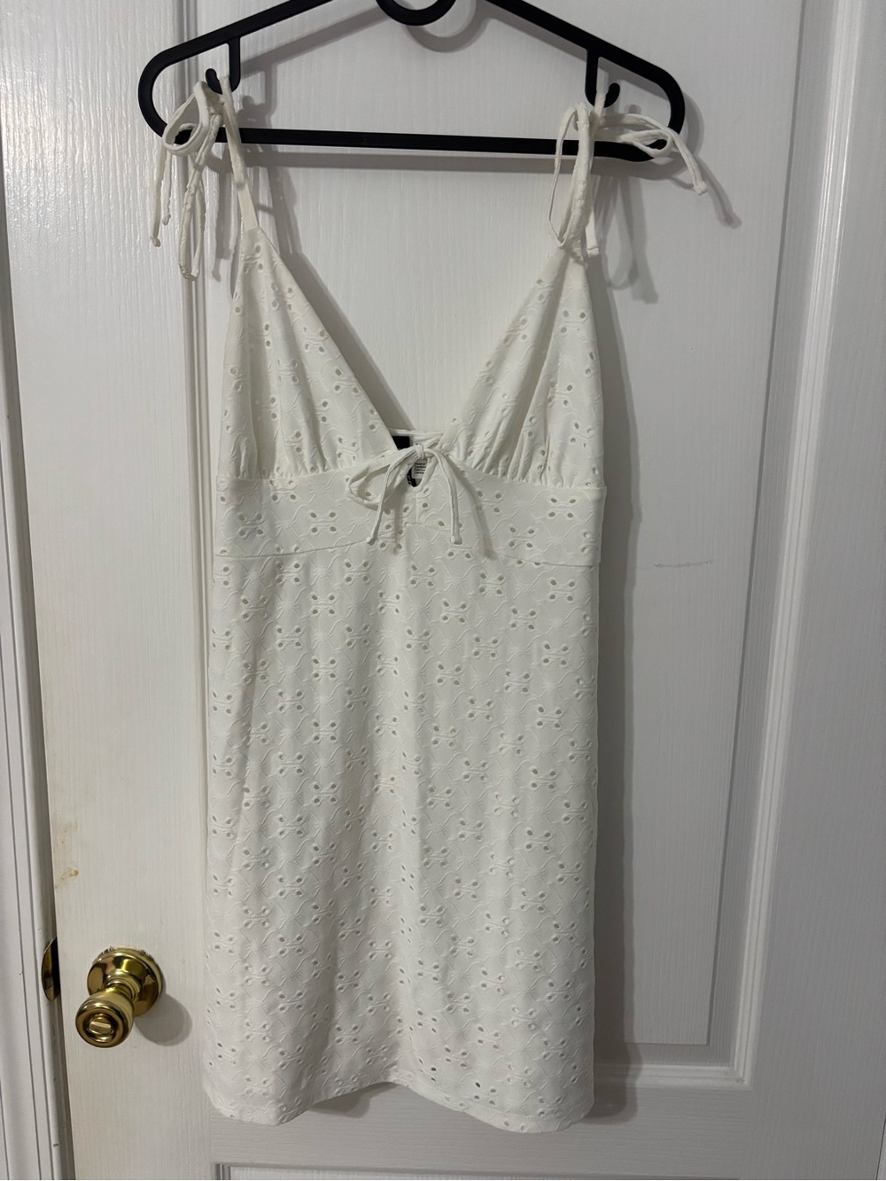 H&M Eyelet Tie-Shoulder Chemise Nightdress in White